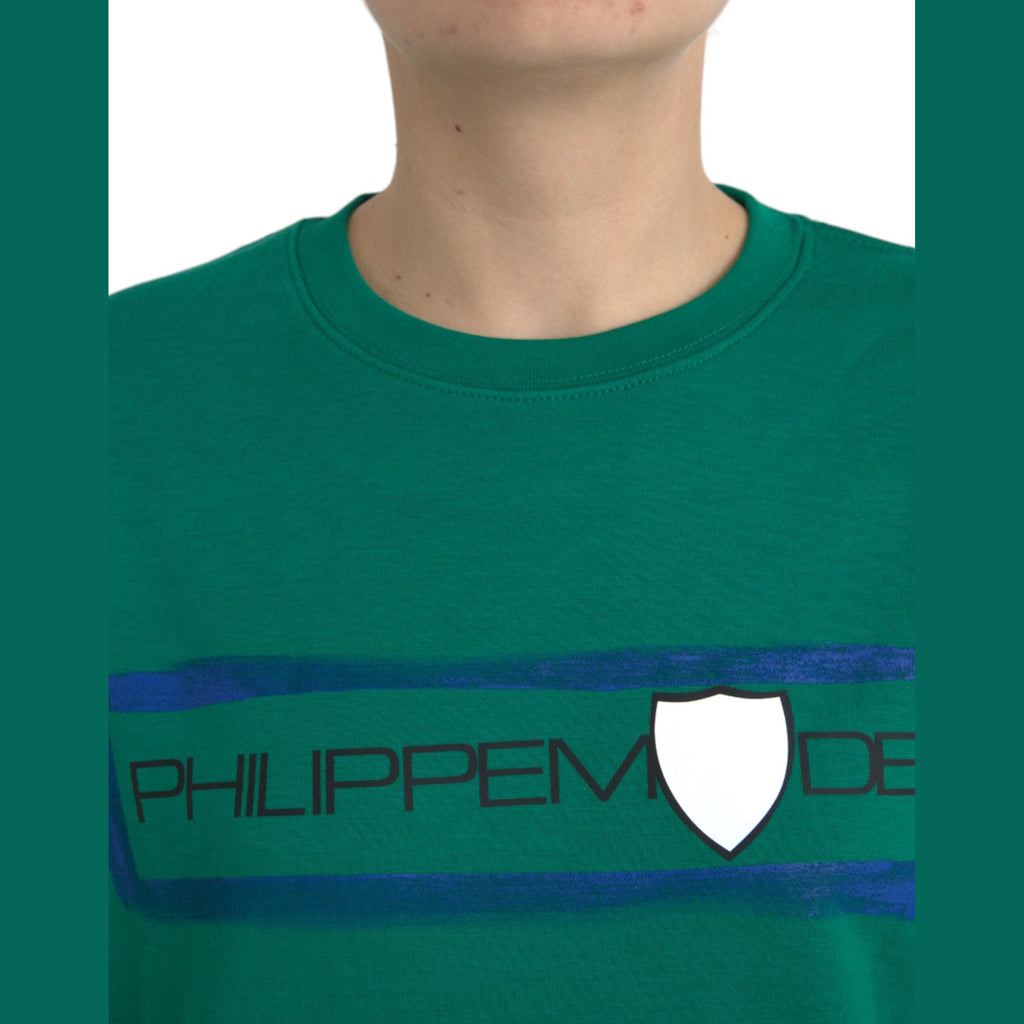 Philippe Model Green Cotton Logo Print Long Sleeves Pullover Sweater