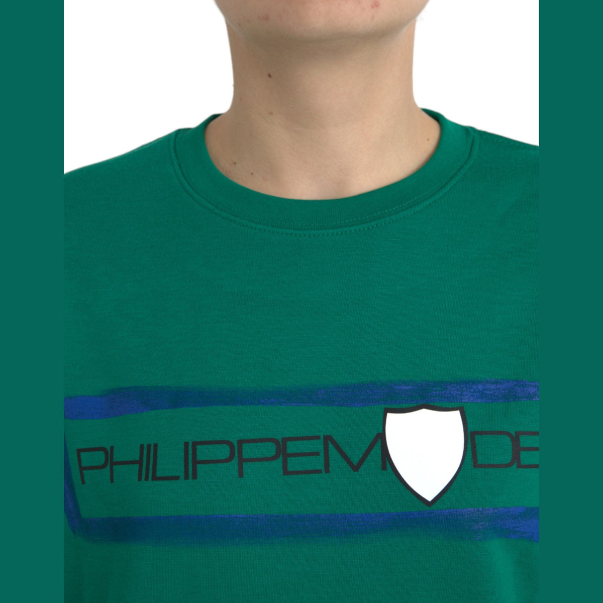 Philippe Model Green Cotton Logo Print Long Sleeves Pullover Sweater