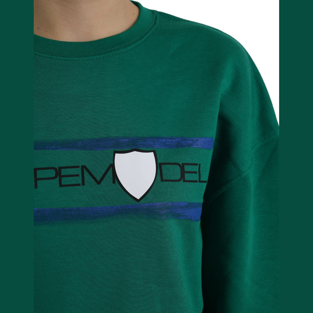 Philippe Model Green Cotton Logo Print Long Sleeves Pullover Sweater