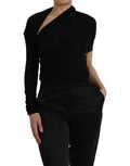 Dolce & Gabbana Black Wool Cutout Asymmetric Long Sleeve Top - Eljoys Fashion 