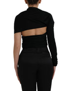 Dolce & Gabbana Black Wool Cutout Asymmetric Long Sleeve Top - Eljoys Fashion 