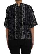 Dolce & Gabbana Black Key Castle Print Silk Blouse T-shirt - Eljoys Fashion 