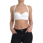 Versace White Viscose Bustier Sleeveless Cropped Top