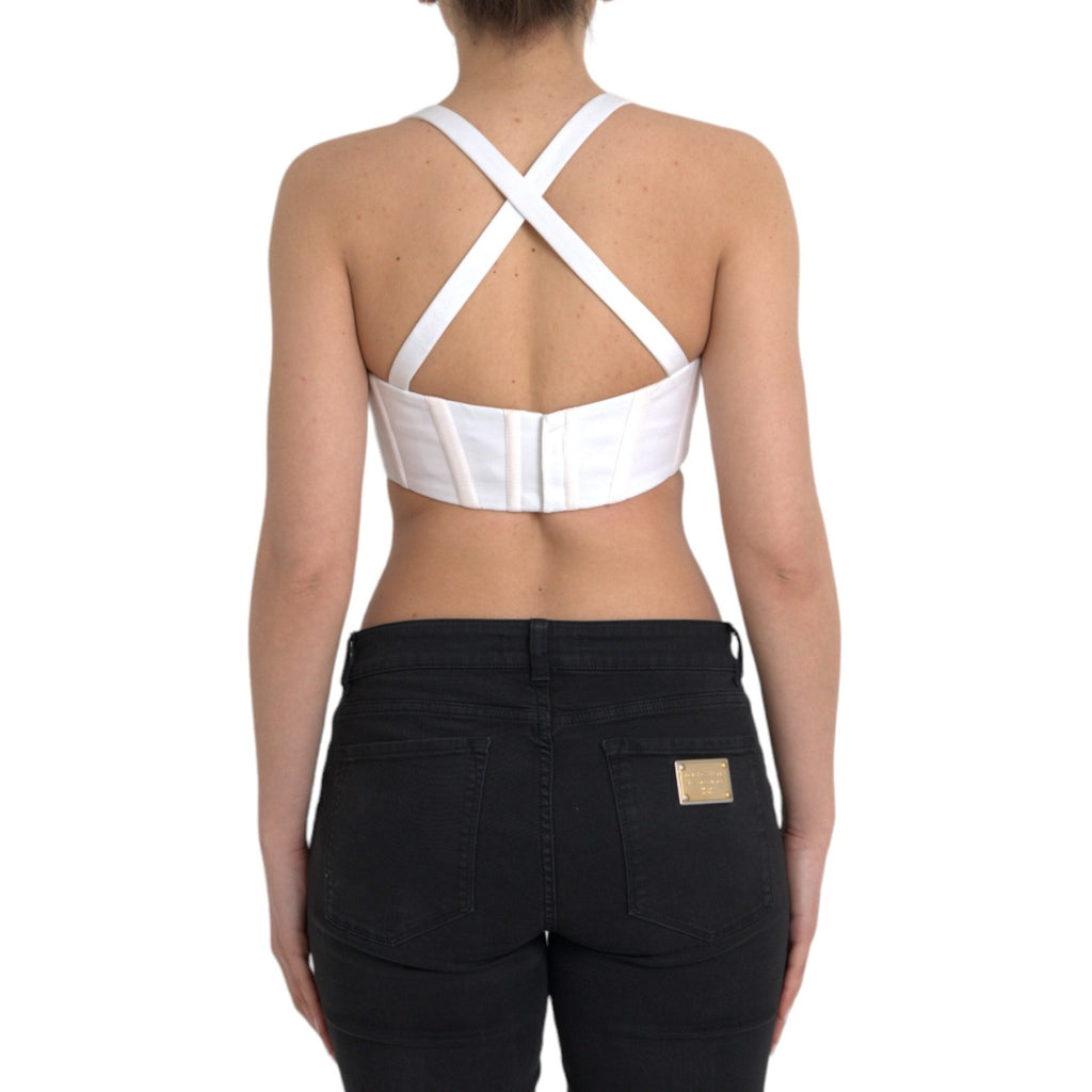 Versace White Viscose Bustier Sleeveless Cropped Top