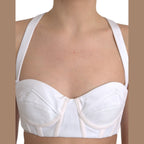 Versace White Viscose Bustier Sleeveless Cropped Top