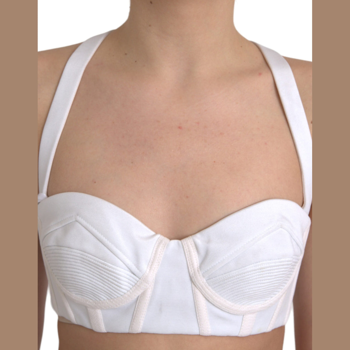 Versace White Viscose Bustier Sleeveless Cropped Top