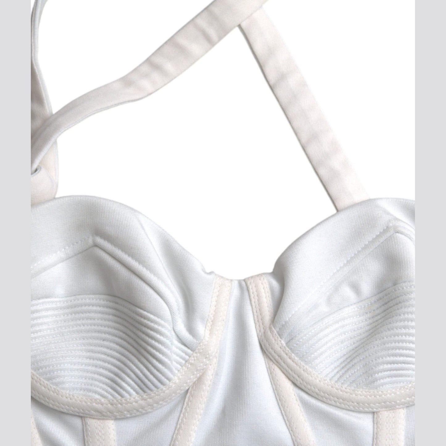 Versace White Viscose Bustier Sleeveless Cropped Top Versace