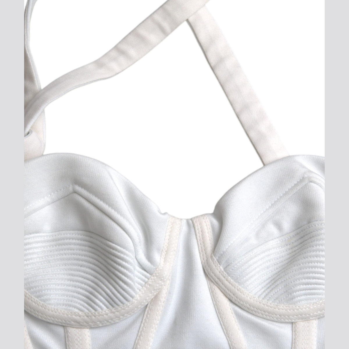Versace White Viscose Bustier Sleeveless Cropped Top