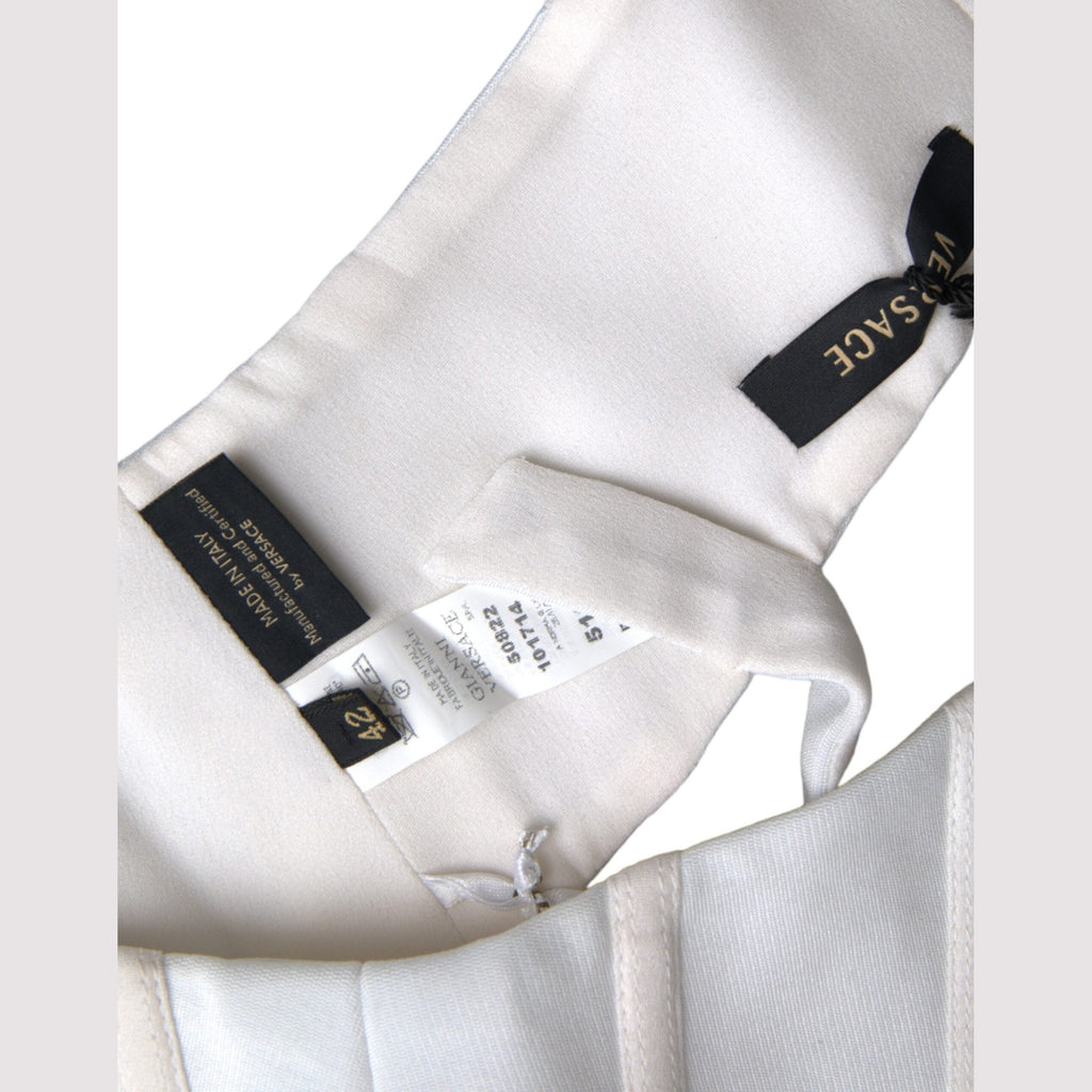 Versace White Viscose Bustier Sleeveless Cropped Top