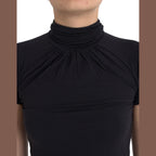 Costume National Black Turtleneck Viscose Short Sleeve Top