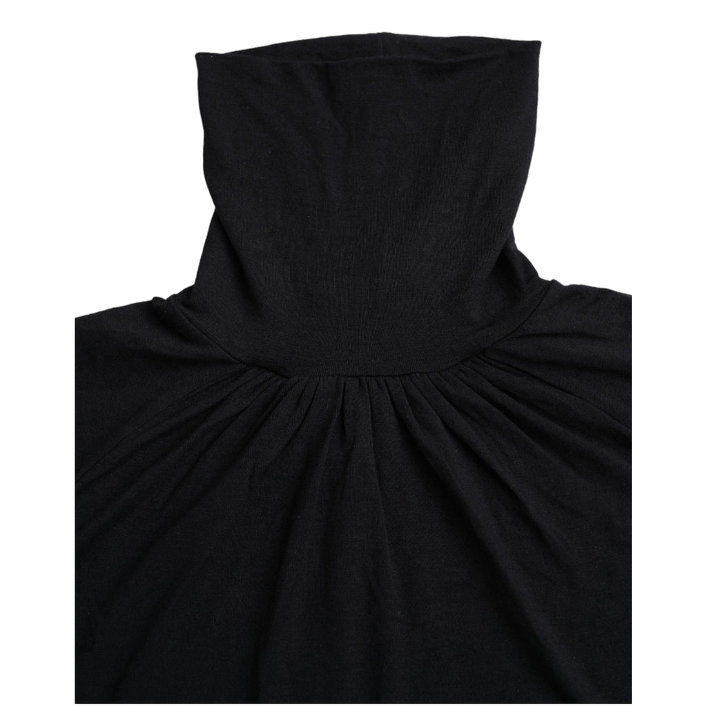 Costume National Black Turtleneck Viscose Short Sleeve Top