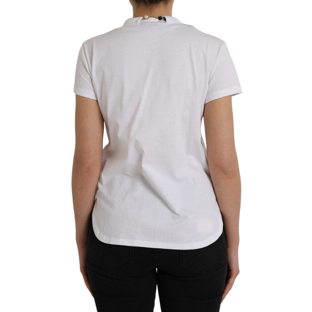 Dolce & Gabbana White Cotton Necklace Short Sleeves T-shirt