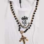 Dolce & Gabbana White Cotton Necklace Short Sleeves T-shirt
