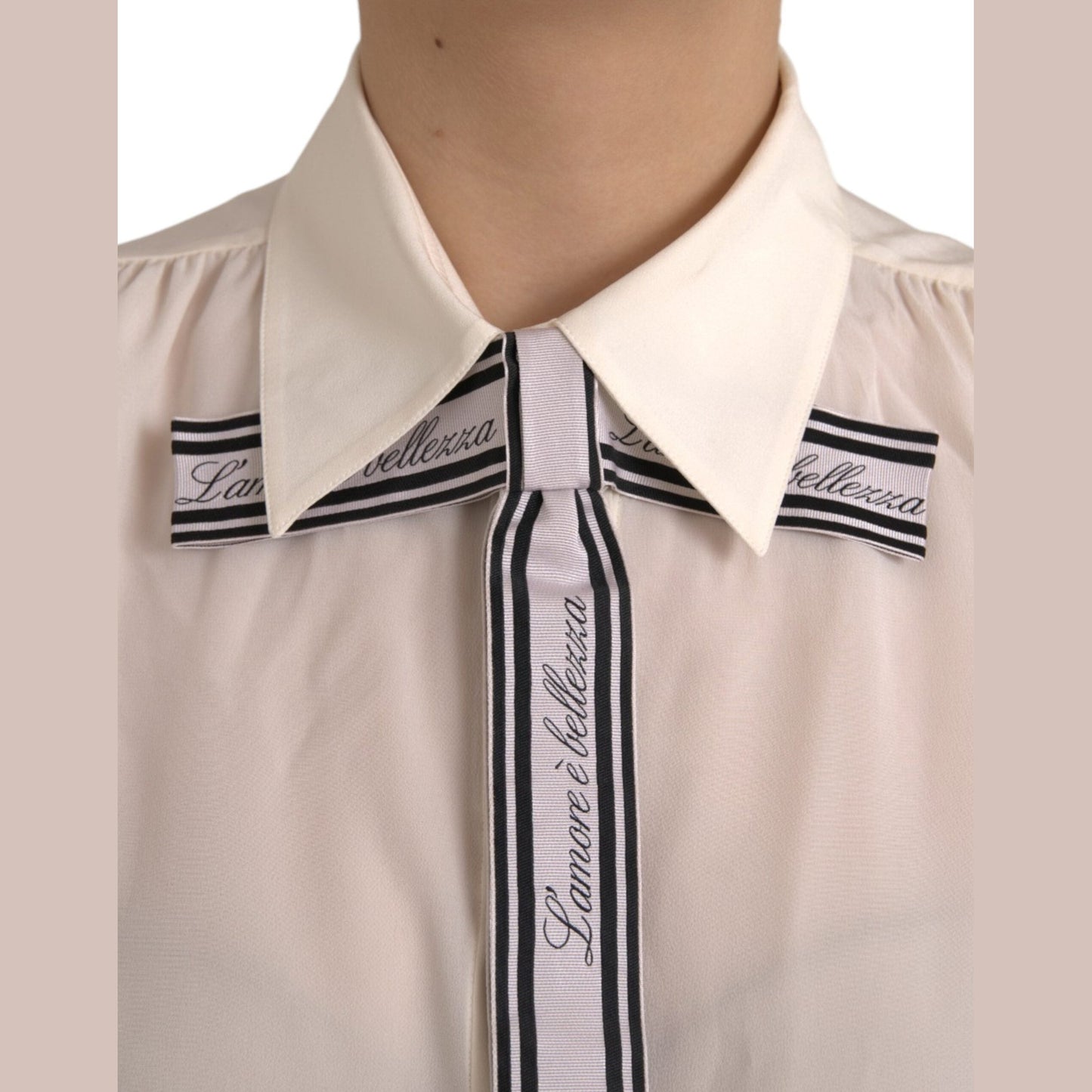 Dolce & Gabbana Off White Long Sleeve Button Down Blouse Top Dolce & Gabbana