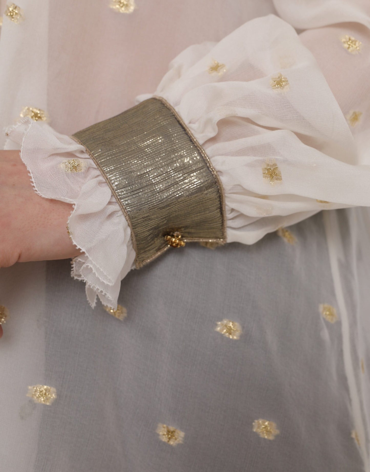 Dolce & Gabbana Off White Silk Blend Ascot Collar Blouse Top Dolce & Gabbana