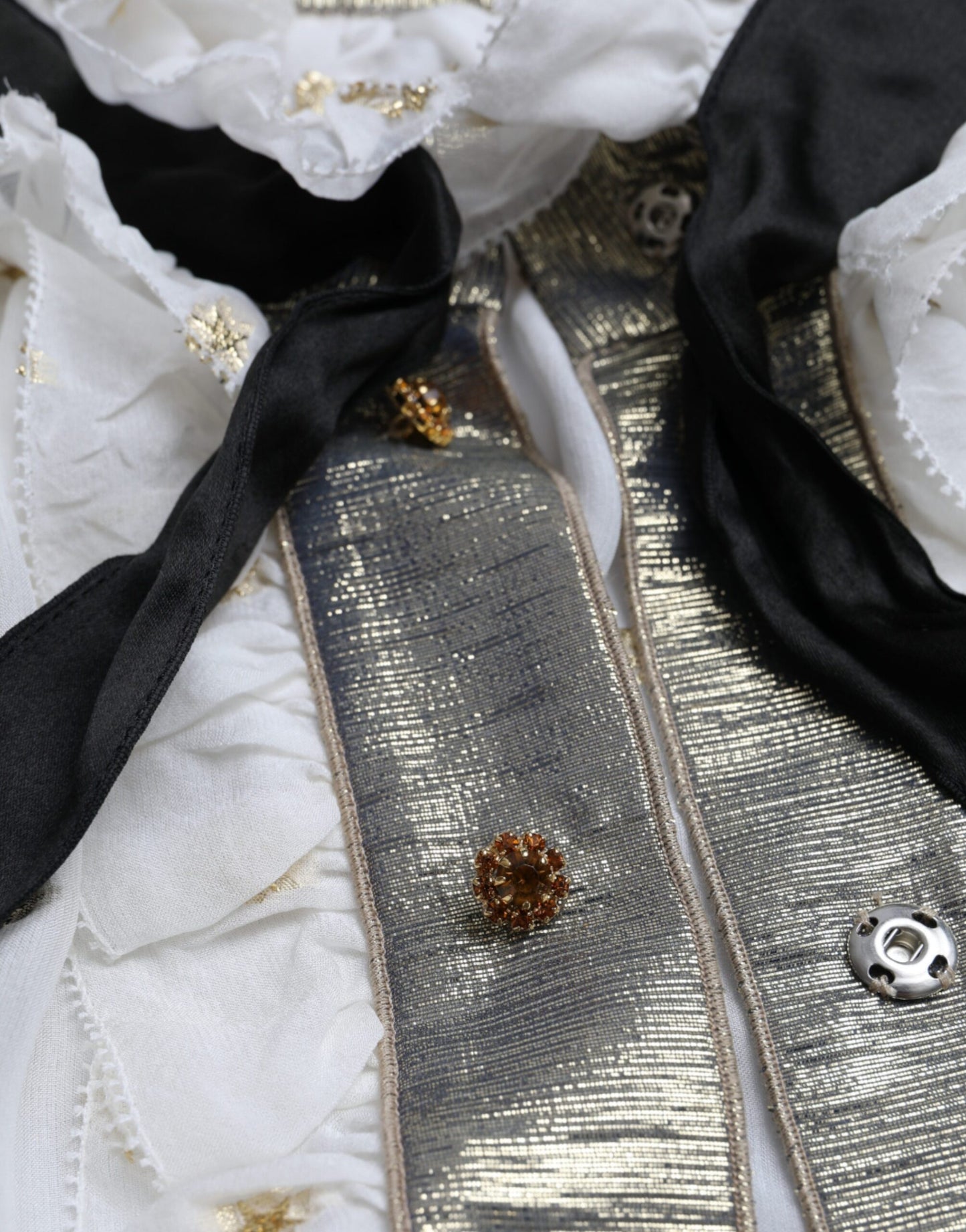 Dolce & Gabbana Off White Silk Blend Ascot Collar Blouse Top Dolce & Gabbana