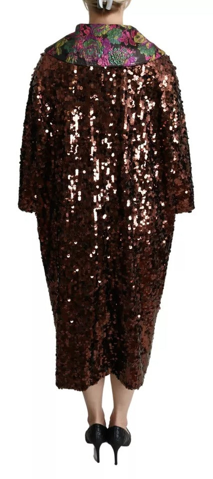 Dolce & Gabbana Multicolor Sequined Long Coat Jaquard Jacket Dolce & Gabbana