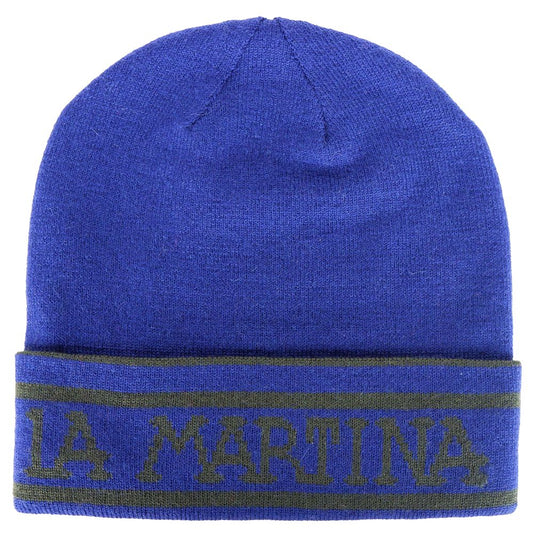 La Martina Blue Wool Men Cap La Martina