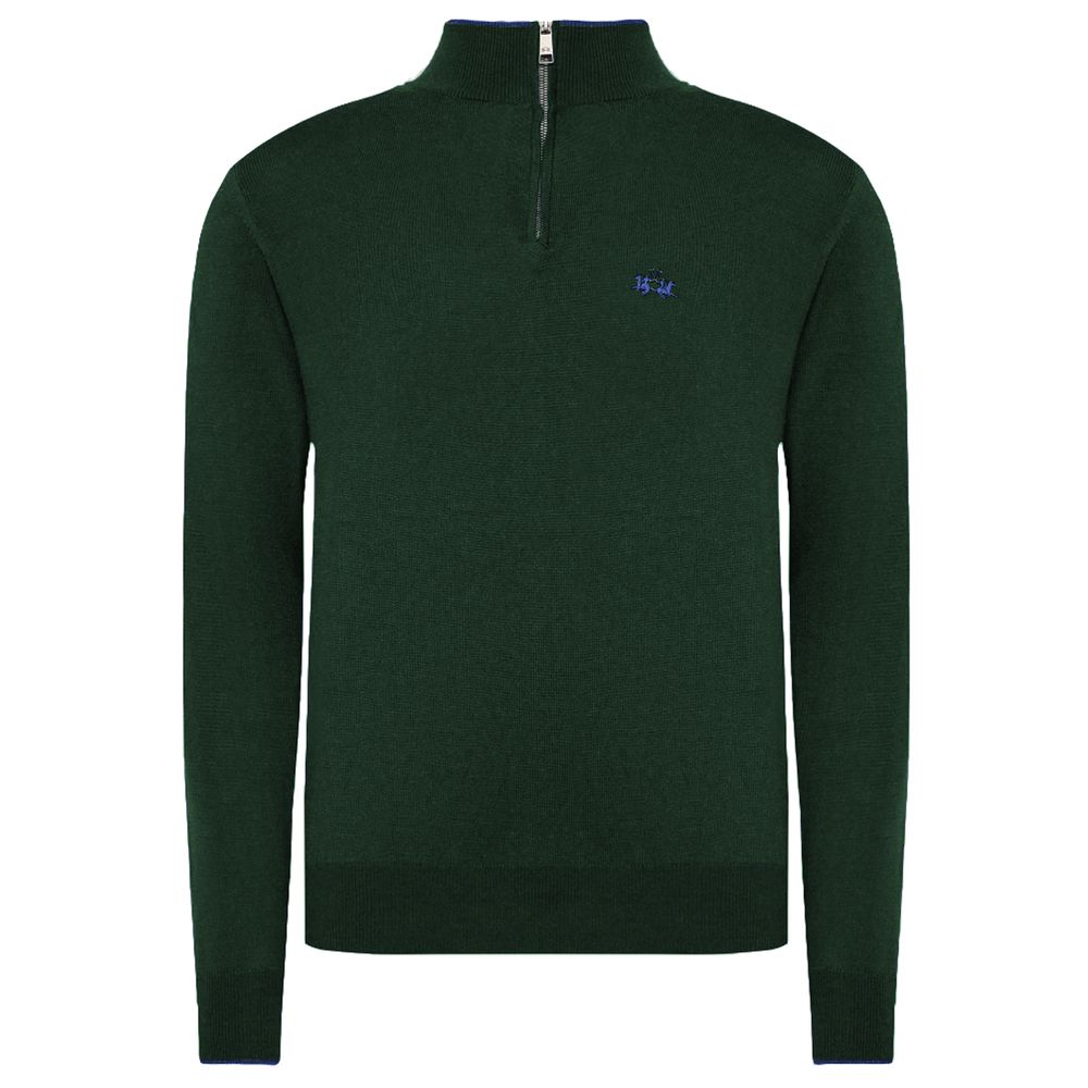 La Martina Green Wool Men Sweater La Martina