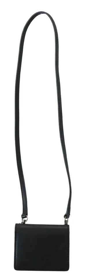 Dolce & Gabbana Black Leather Bifold Shoulder Sling Women Wallet - Eljoys Fashion 