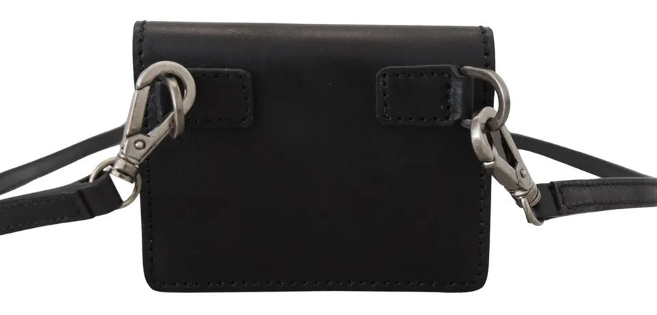 Dolce & Gabbana Black Leather Bifold Shoulder Sling Women Wallet - Eljoys Fashion 