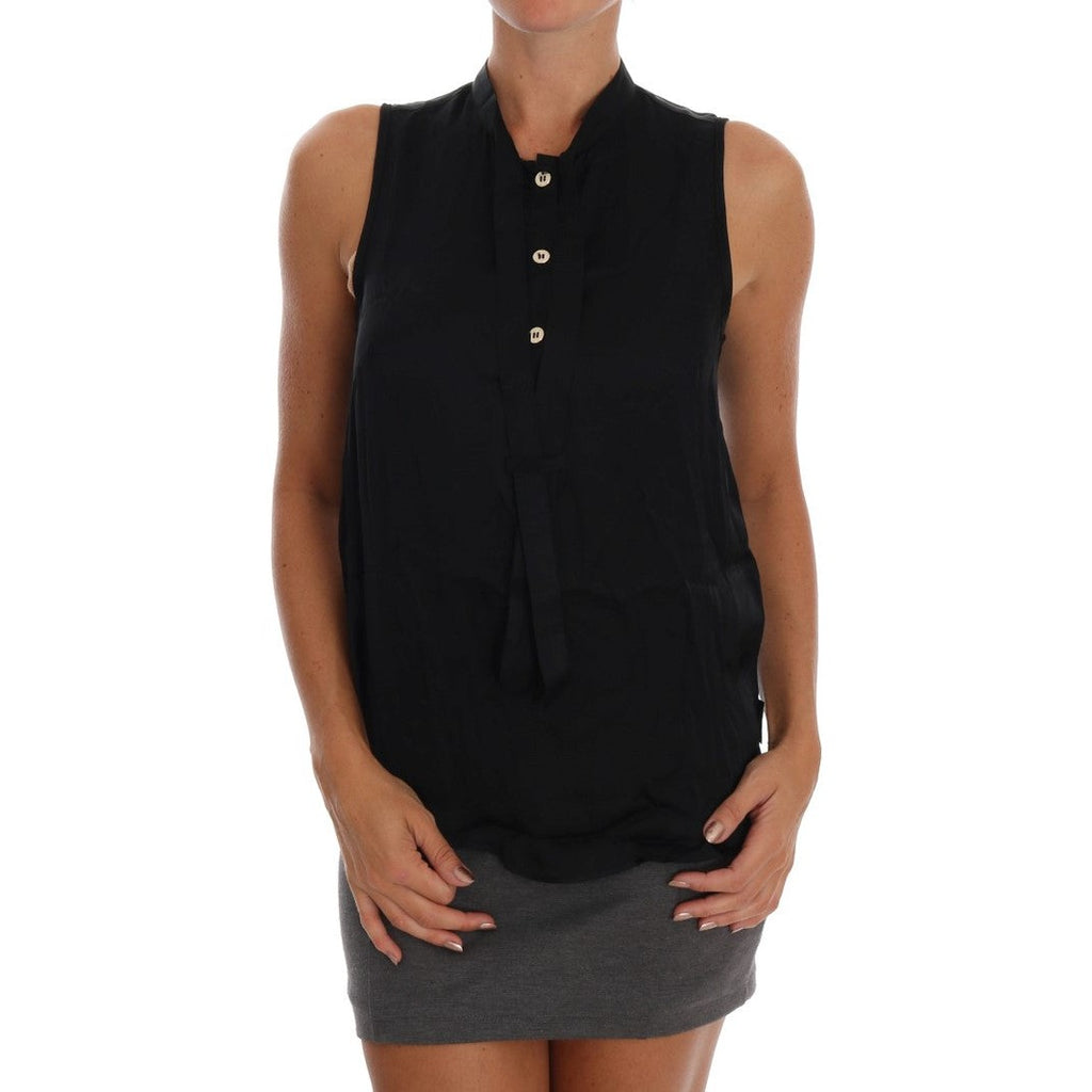 Versace Jeans Black Sleeveless Viscose Blouse Top