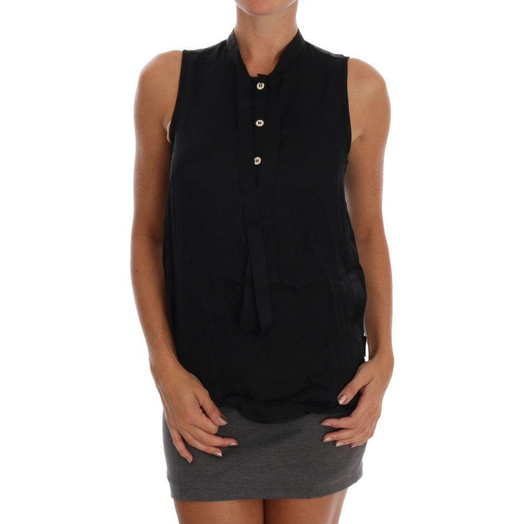 Versace Jeans Black Sleeveless Viscose Blouse Top