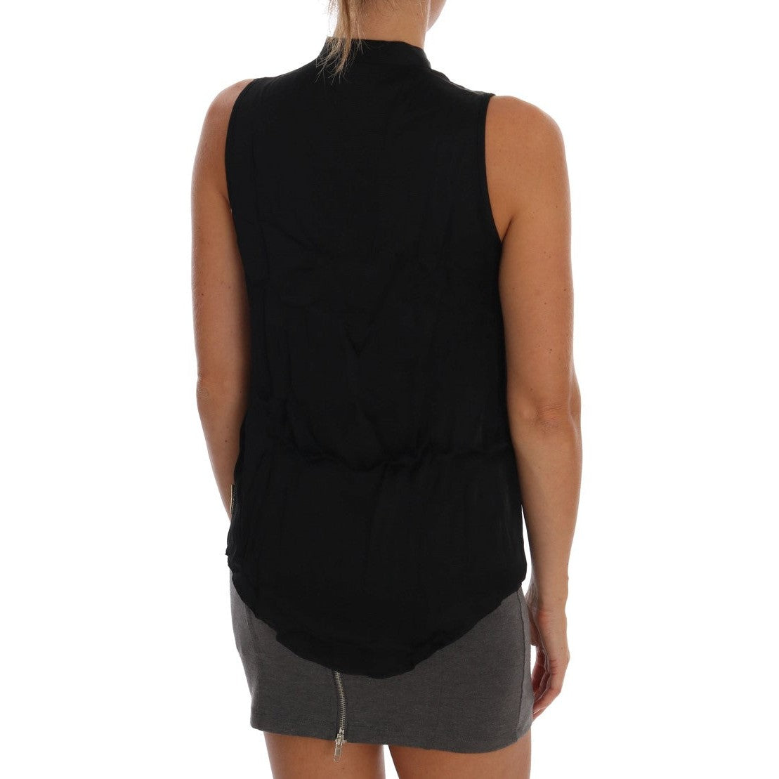 Versace Jeans Black Sleeveless Viscose Blouse Top Versace Jeans