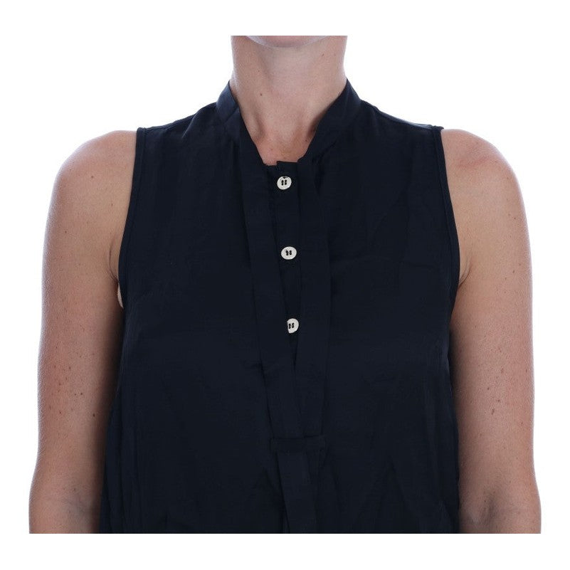 Versace Jeans Black Sleeveless Viscose Blouse Top Versace Jeans