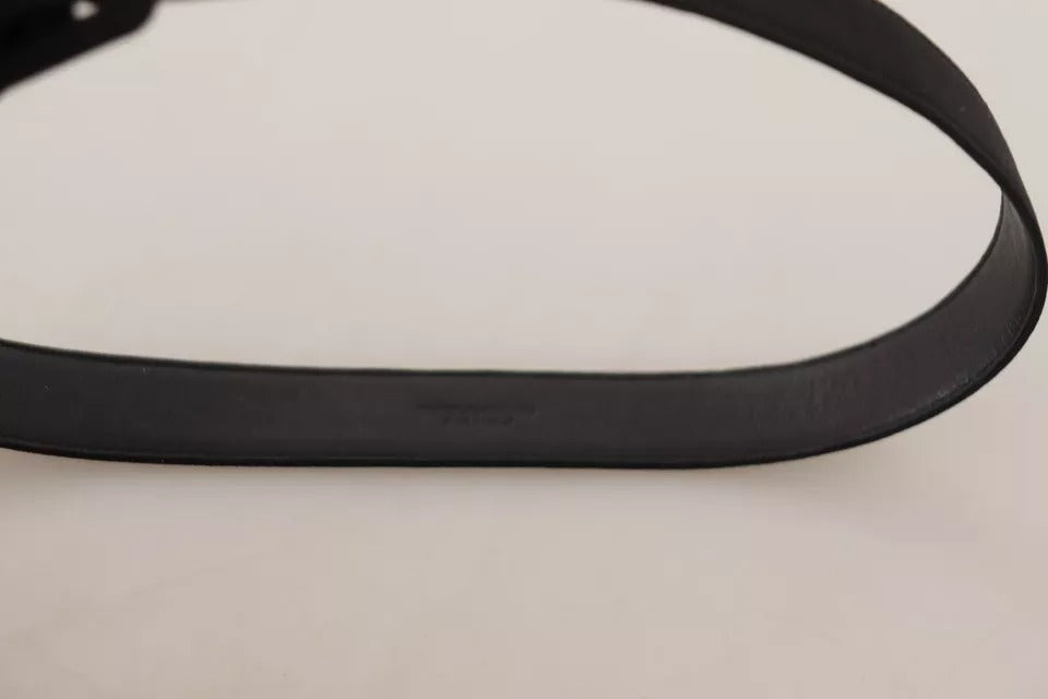 Dolce & Gabbana Black Velvet Leather Logo Waist Buckle Belt - Eljoys Fashion 