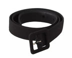 Dolce & Gabbana Black Velvet Leather Logo Waist Buckle Belt - Eljoys Fashion 