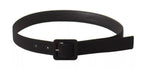 Dolce & Gabbana Black Velvet Leather Logo Waist Buckle Belt - Eljoys Fashion 