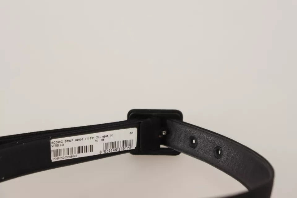Dolce & Gabbana Black Velvet Leather Logo Waist Buckle Belt - Eljoys Fashion 