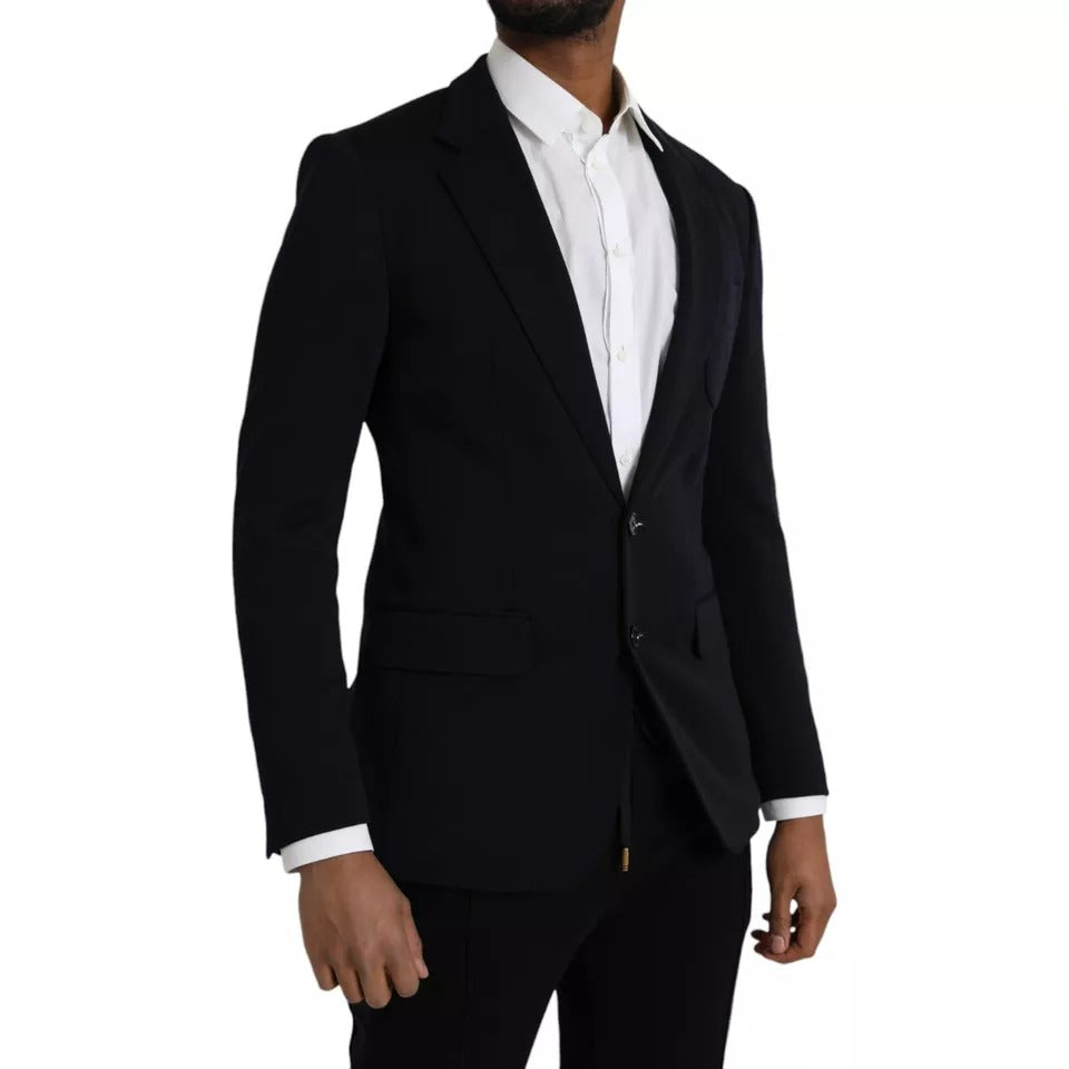 Dolce & Gabbana Blue Wool Notch Single Breasted Coat Blazer - Eljoys Fashion 