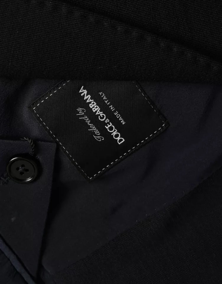 Dolce & Gabbana Blue Wool Notch Single Breasted Coat Blazer - Eljoys Fashion 