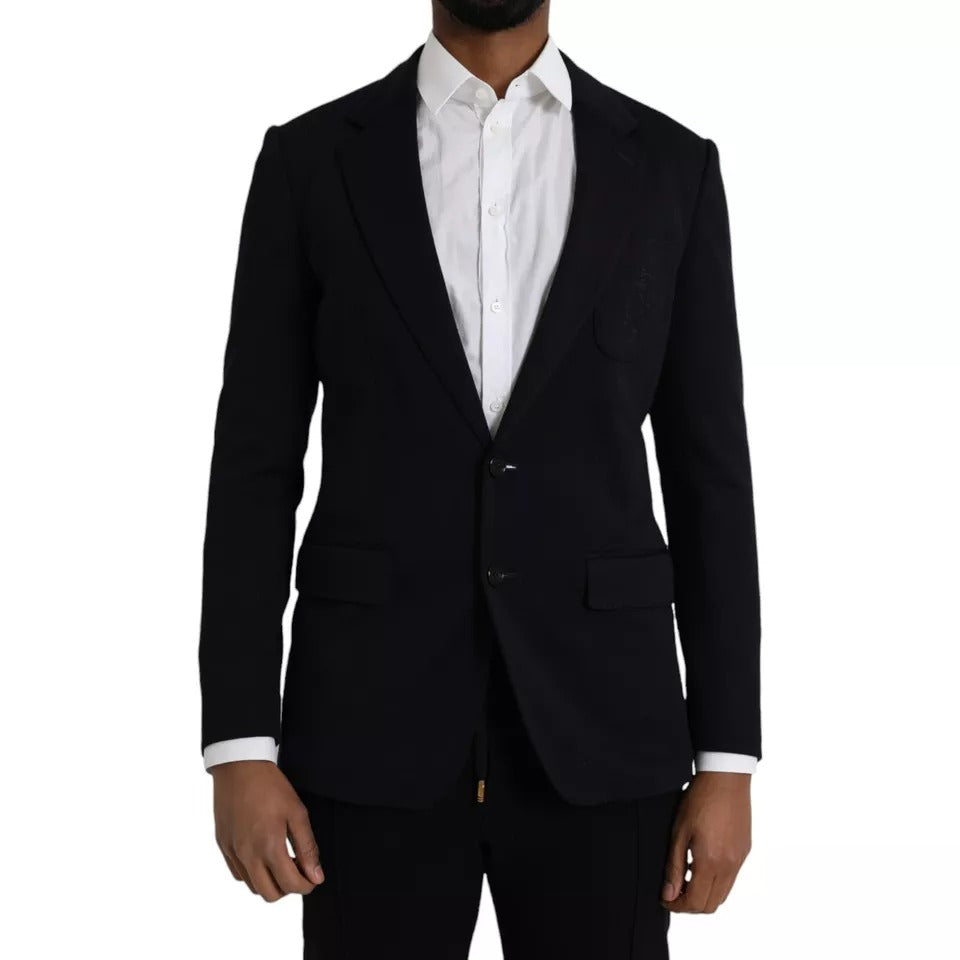 Dolce & Gabbana Blue Wool Notch Single Breasted Coat Blazer - Eljoys Fashion 