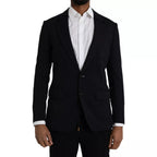 Dolce & Gabbana Blue Wool Notch Single Breasted Coat Blazer - Eljoys Fashion 