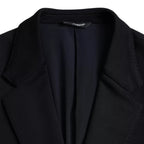 Dolce & Gabbana Blue Wool Notch Single Breasted Coat Blazer - Eljoys Fashion 