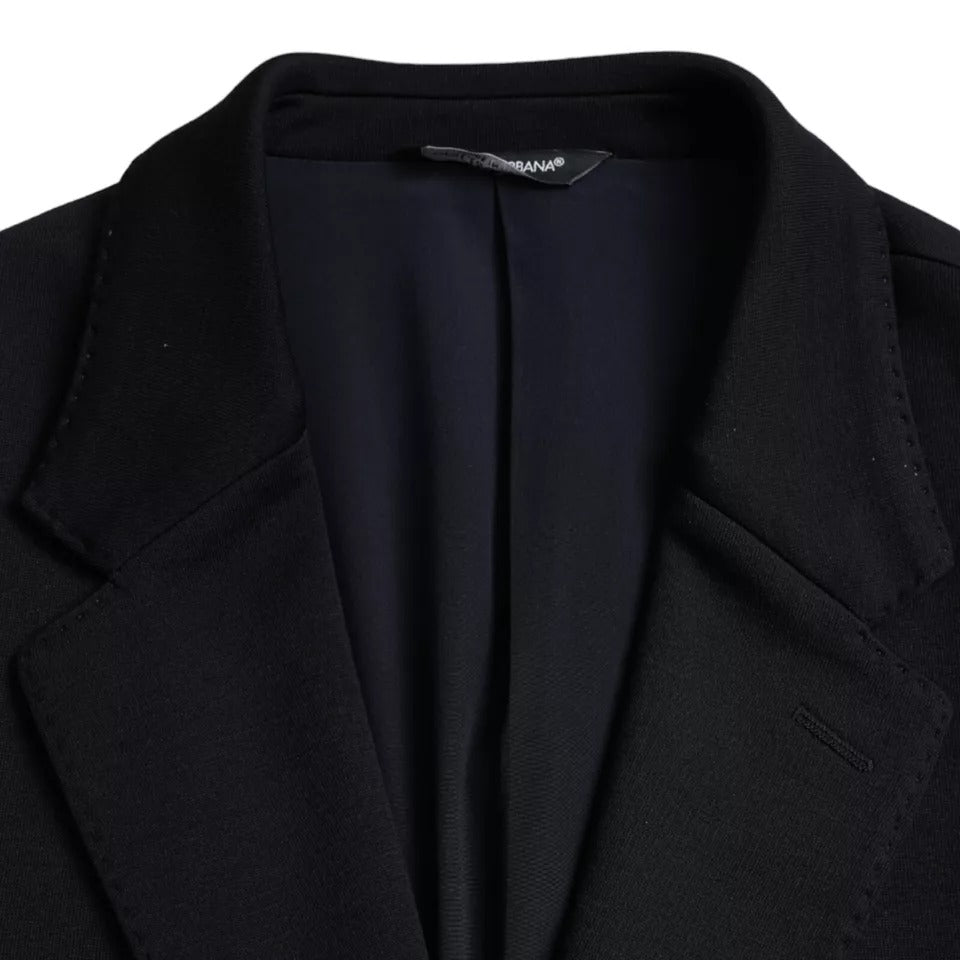 Dolce & Gabbana Blue Wool Notch Single Breasted Coat Blazer - Eljoys Fashion 
