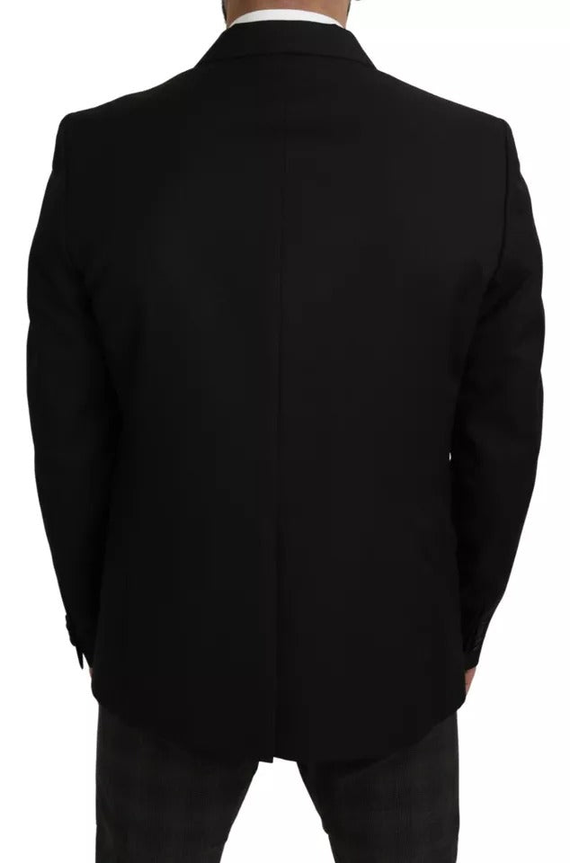 Dolce & Gabbana Black Wool Slim Fit Notch Jacket Blazer - Eljoys Fashion 
