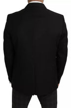 Dolce & Gabbana Black Wool Slim Fit Notch Jacket Blazer - Eljoys Fashion 