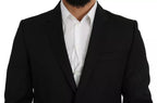 Dolce & Gabbana Black Wool Slim Fit Notch Jacket Blazer - Eljoys Fashion 