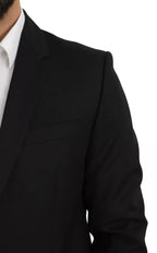 Dolce & Gabbana Black Wool Slim Fit Notch Jacket Blazer - Eljoys Fashion 