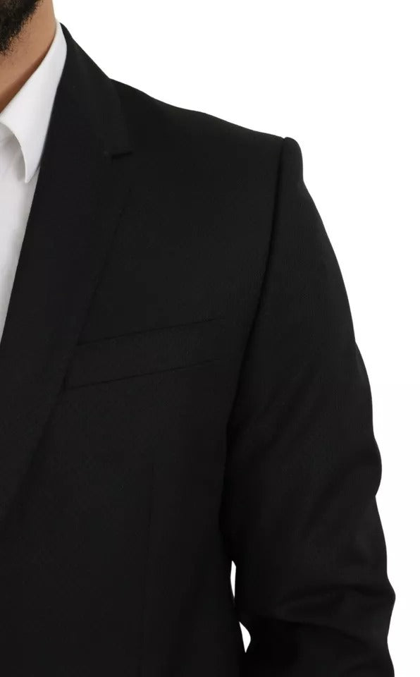 Dolce & Gabbana Black Wool Slim Fit Notch Jacket Blazer - Eljoys Fashion 