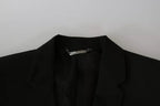 Dolce & Gabbana Black Wool Slim Fit Notch Jacket Blazer - Eljoys Fashion 