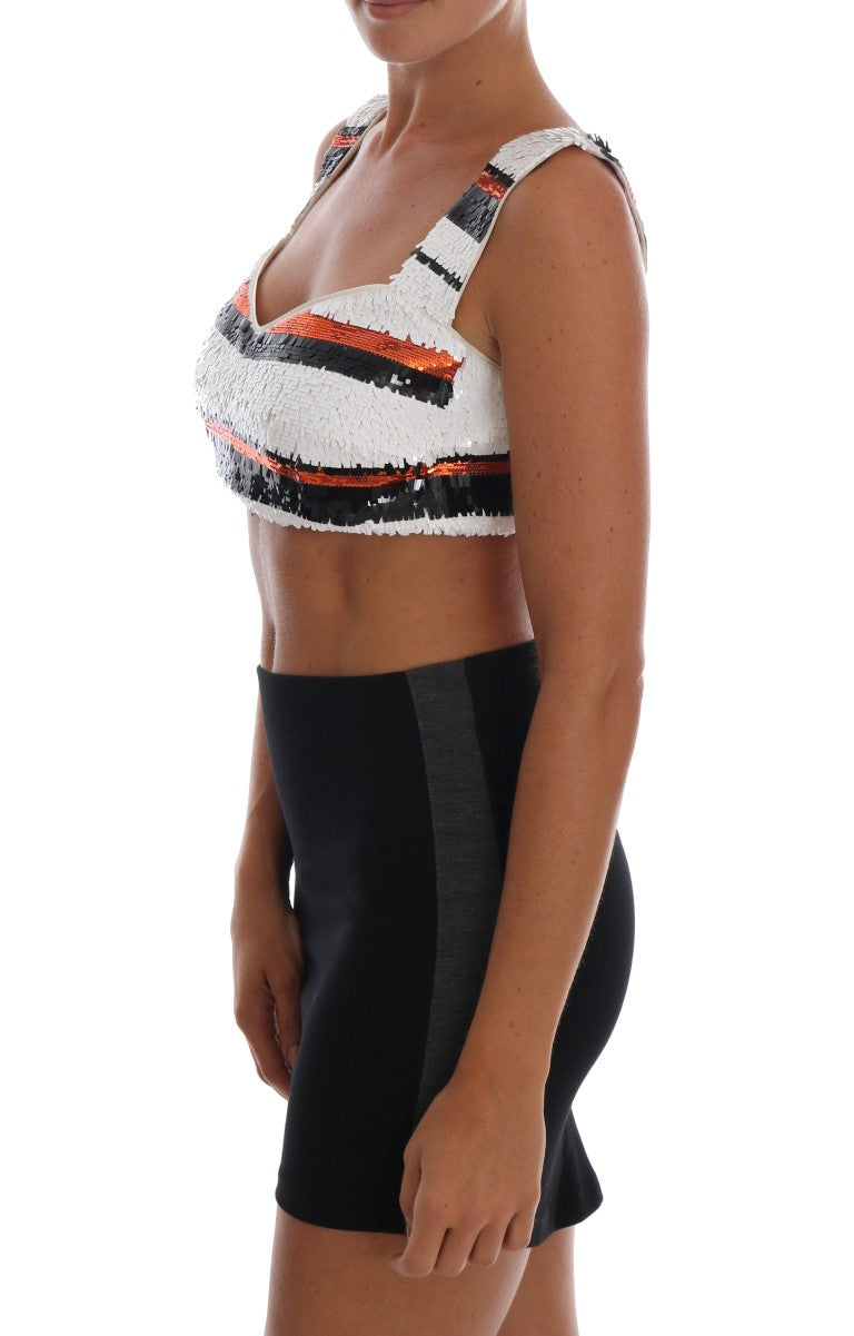 Dolce & Gabbana Multicolor Sequined Stretch Bustier Top Dolce & Gabbana