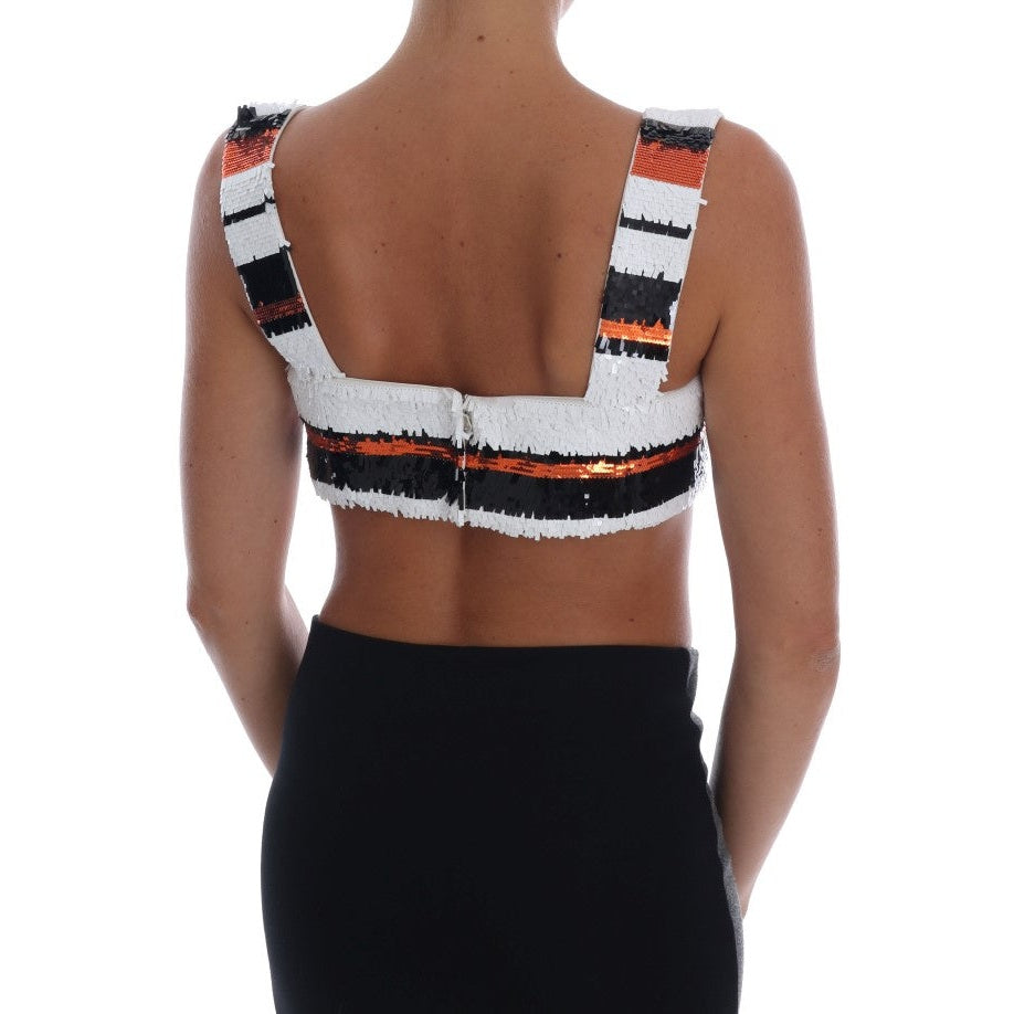 Dolce & Gabbana Multicolor Sequined Stretch Bustier Top