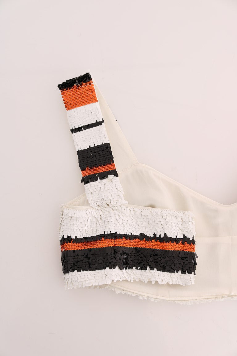 Dolce & Gabbana Multicolor Sequined Stretch Bustier Top Dolce & Gabbana