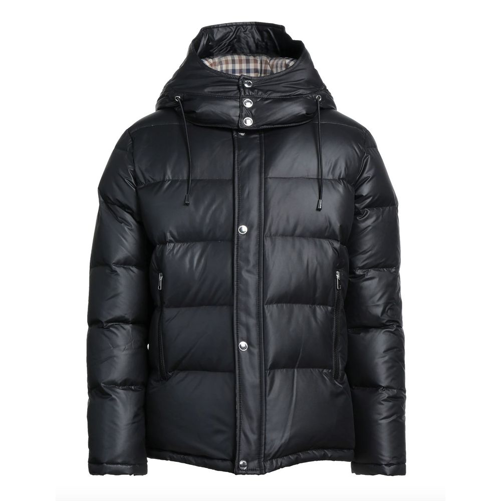 Aquascutum Black Polyester Men Jacket Aquascutum