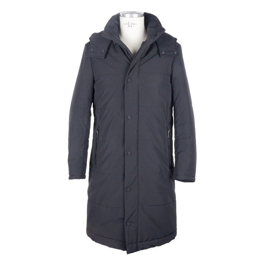 Made in Italy Black Wool Men's Raincoat Made in Italy